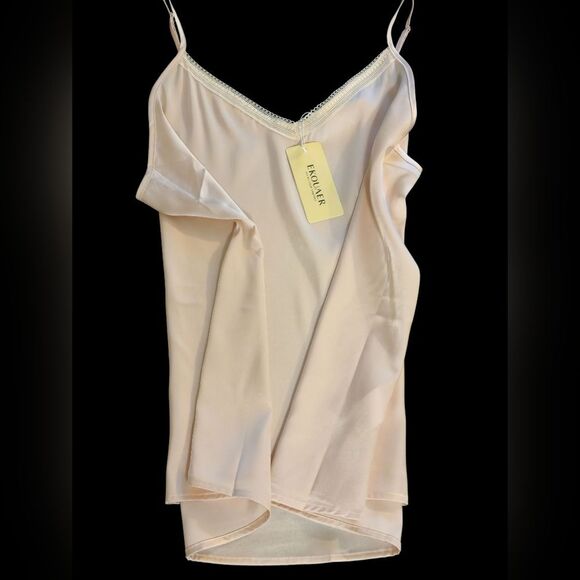 NWT EKOUAER Silk Satin Vneck Cami - Picture 3 of 7